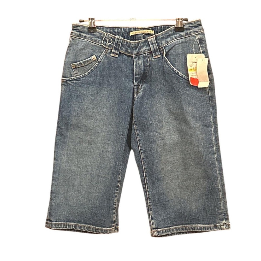 Vtg Deadstock Sergio Valente Jamaica Crop Denim Shorts Y2K McBling Industrial